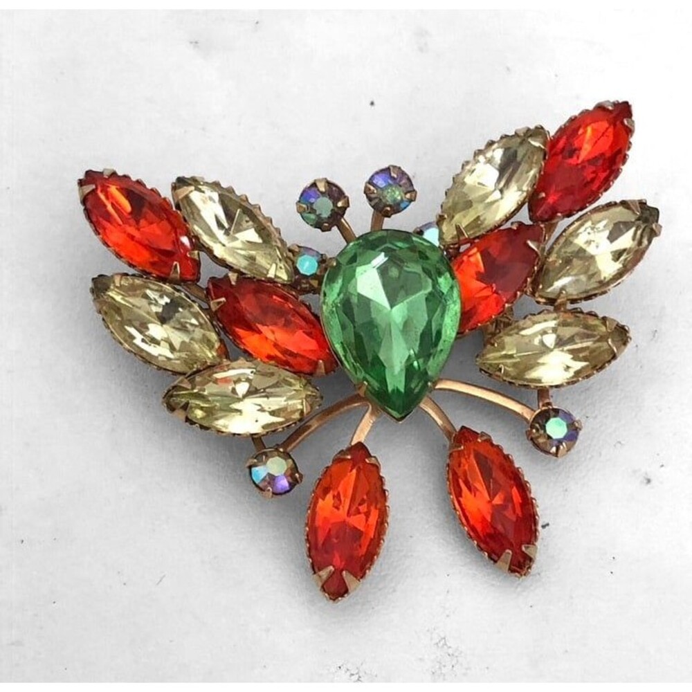 Vintage Rhinestone Butterfly Brooch